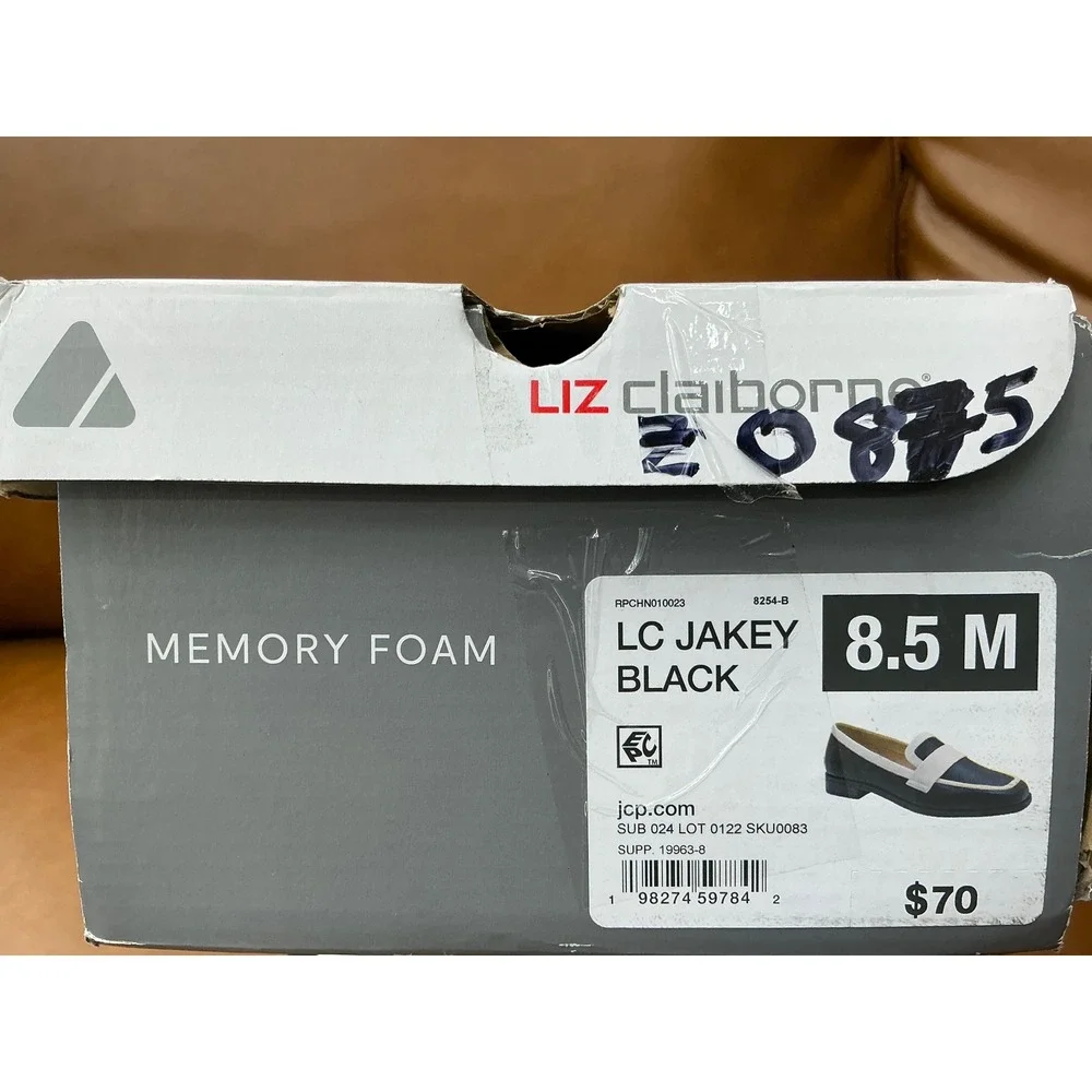 Liz Claiborne Jakey Loafers Womens 8.5 Black White Two Tone Flat Shoe